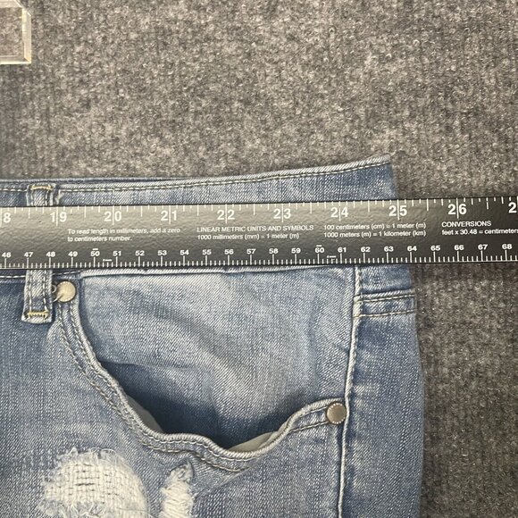 Torrid Shorts Womens 26‎ Blue Jeans Denim Distressed High Rise Bermuda Stretch - Picture 3 of 12